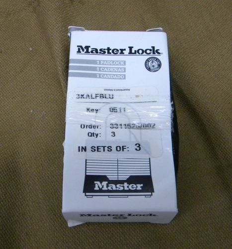 Master Lock Commercial 3KA Blue 2&#034; Shackle Keyed (0511) NEW