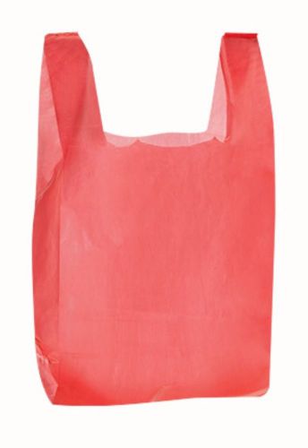 100 Red  Plastic11&#034;x6&#034;x21&#034; T-Shirt Bags W\Handle Retail Gift Bags