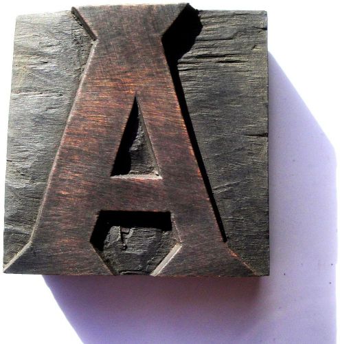 Letterpress wood 2 5/8&#034; letter &#039;a&#039; block **stunning hand carved typeface** for sale