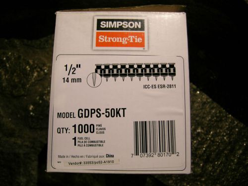 BRAND NEW GDPS-50KT FUEL &amp; PIN KIT. SIMPSON STRONG-TIE. 1 FUEL CELL &amp; 1000 PINS!