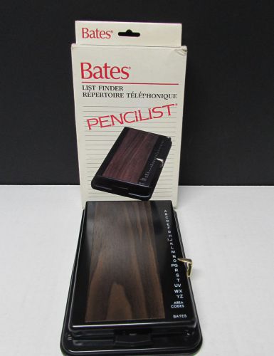 Vintage BATES List Finder Pencilist 501 Black &amp; Walnut Woodgrain NEW in Box