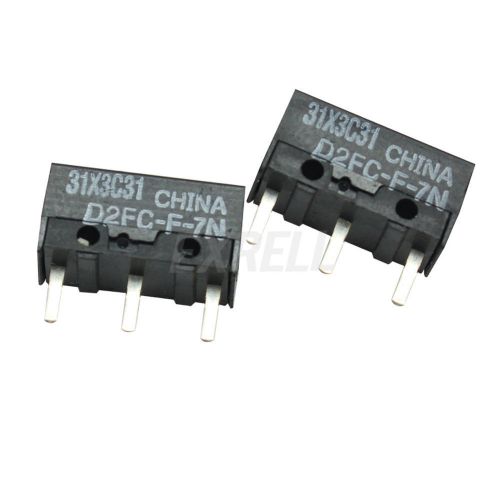 2Pcs Mini Black Micro Switch D2FC-F-7N Size 1.3x0.6x1cm for Dell Mouse