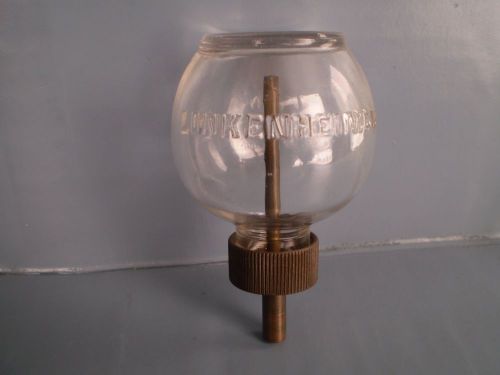 Vintage Lunkenheimer Glass &amp; Brass Hit &amp; Miss Steam Engine Oiler