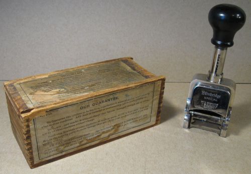 Early 1900s bainbridge special automatic hand numberer, steel wheel, with box for sale