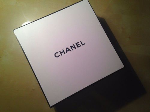 CHANEL White &amp; Black Cardboard Gift Box, 8.2&#034; x 8.2&#034; x 3.2&#034;