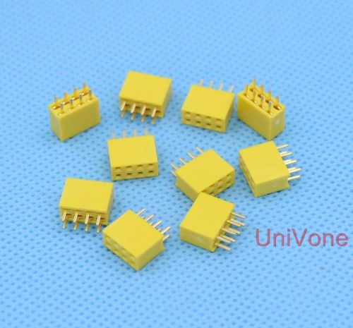 .100&#034; pin header female 2x4pin pcb receptacle yellow x25pcs for sale