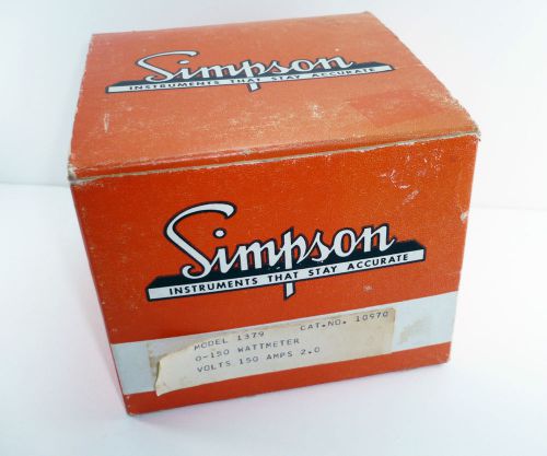 Simpson Model 1379 Cat. No. 10970 (0 – 150) Wattmeter NOS