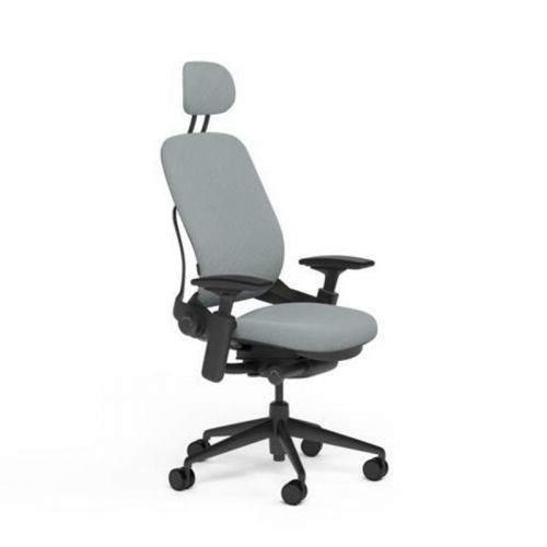Steelcase Adjustable Leap Desk Chair + Headrest  Alpine Buzz2 Fabric Black frame