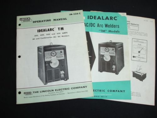 1973 lincoln idealarc tm 300 400 500 &amp; 650 amp ac welder original manual for sale