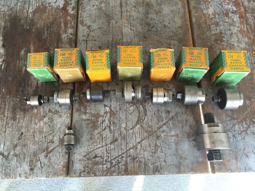 Greenlee Radio Chassis Punch Lot 1/2&#034;, 3/4&#034;, 2-1 1/8&#034;, 1 11/64&#034;, 1 3/16&#034;, Etc..