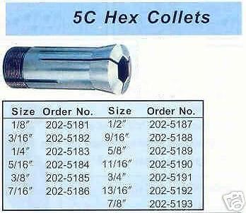 13 Pc 5C Hex Collet Set All NEW 1/8&#034; Through 7/8&#034;