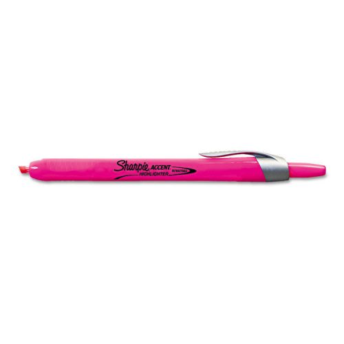 Accent Retractable Highlighters, Chisel Tip, Fluorescent Pink, 12/Pk