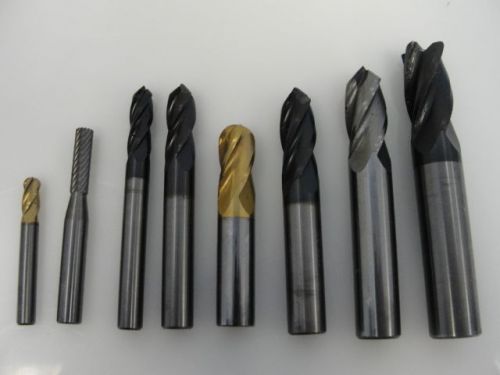 Lot of 8 Used Carbide end mills and drills, USA Made