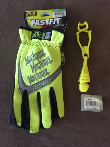 Fast fit hi-viz lime green mechanix gloves and matching lime green glove keeper for sale