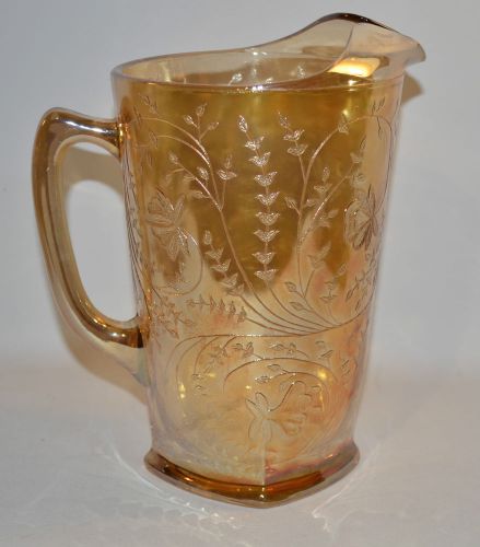 Vintage Flower Peach Water Juice Glass Pitcher 8 cups