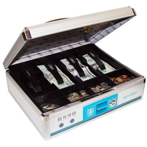 Metal safe cash box with key lock security storage for money coins jewelry tray for sale