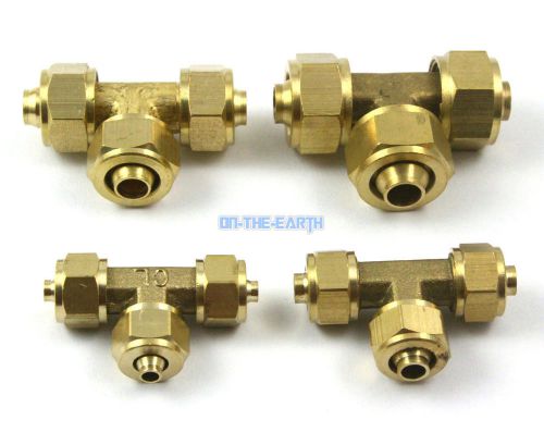 5 piece 12mm brass tee pneumatic pipe hose coupler connector fitting for sale