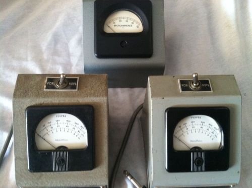 Lot of 3 Vintage Panel Meters Steampunk Phastron Micro-Match