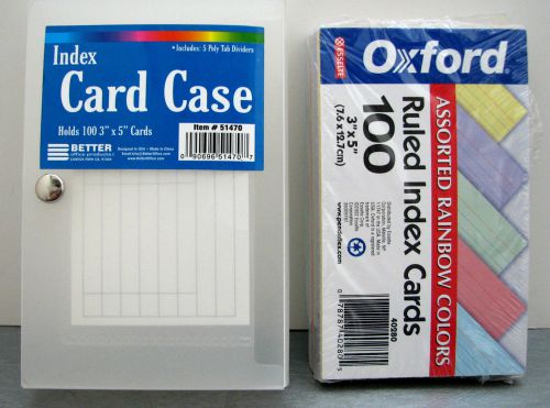 NIP Oxford 100 rainbow 3&#034;x5&#034; RULED INDEX CARDS + snap closure case w 5 dividers