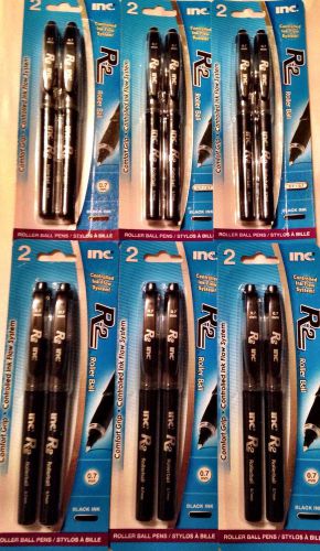 12 Inc. R-2 Comfort Grip Rollerball Pens 0.7mm Black Ink 6 Packs 2 Pens NIP