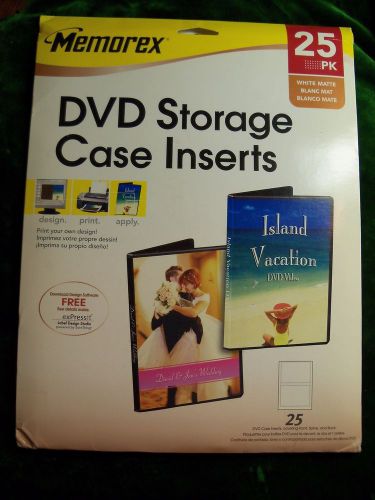 NIP New 25 Pk MEMOREX DVD Storage Case Inserts White Matte