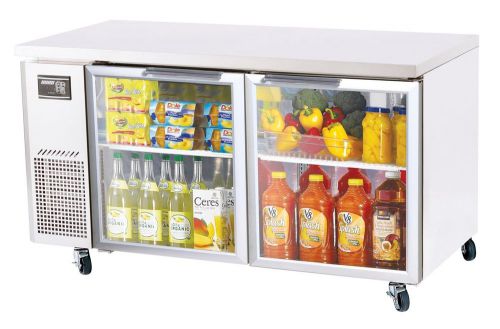 Turbo air jur-60-g, 60-inch two glass door undercounter refrigerator with side m for sale