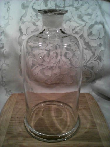 Vintage huge 12 3/4&#034; glass bell jar dome top knob ground lab vacuum-science-vgc for sale