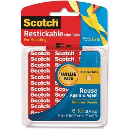Lot of 4 scotch restickable tab - 0.50&#034; w x 0.50&#034; l - 72 / pack  - mmmr103vpc for sale