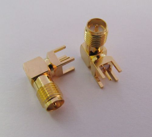 1pcs PCB Mount RP-SMA Female Right Angle Coaxial Gold RF Connector Adapter