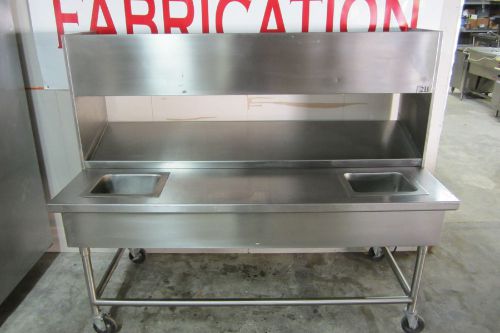 Heavy duty apw wyott all stainless prep table w/ 2 steamer on castors electric for sale