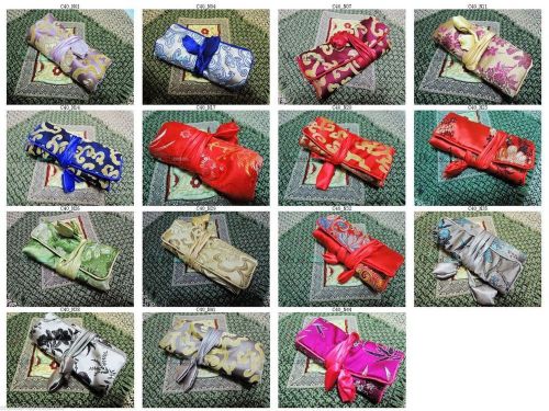Wholesale Lot of 10pcs Embroidery Brocade Silk Jewelry Roll bags C40 free ship