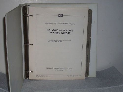 HP Agilent Model 1630A/D Logic Analyzer Operating and Programming Manual
