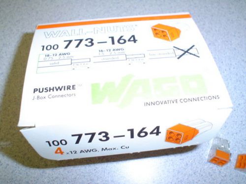 WAGO 773-164 PushWire Connector 4 Pole Wall-Nuts  (100)
