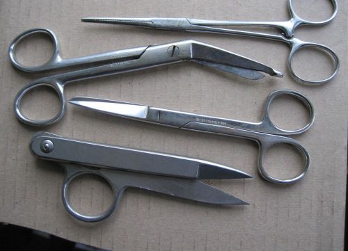 4 pr. Vintage Medical Lab Surgical Scissors Clamps Will Ross, Sklar