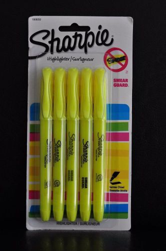 2x5 Pack 10 Sharpie Highlighter Neon Yellow NARROW CHISEL Smear Guard 1908050