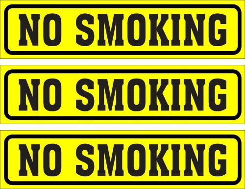 LOT OF 3 GLOSSY STICKERS, &#034;NO SMOKING&#034;, FOR INDOOR OR OUTDOOR USE