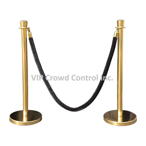 Rope stanchion, 3 pcs set, taper top, gold polish s.s. 12&#034; flat base for sale