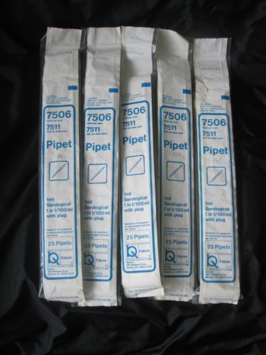 7506-7511 Pipet from Falcon,1ml Serological,5 bags of  25 units/bag (125 pipets)