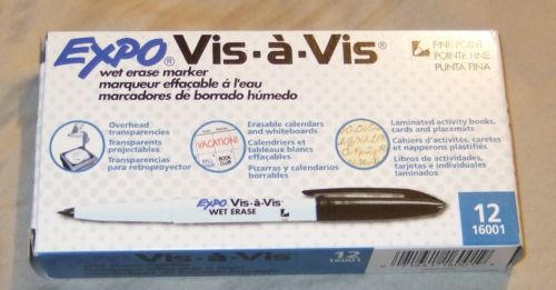 X2 boxes Expo Vis-A-Vis Wet-Erase Overhead Transparency Markers Fine Point Black