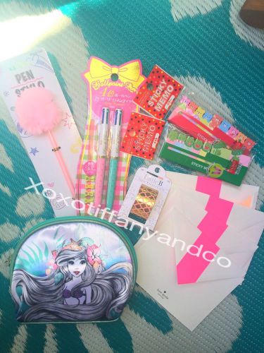Planner kit washi  page flags kate spade cards daiso pens little mermaid pouch