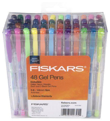 Fiskars Gel Pen 48-Piece Value Set School Swirl Ink Fine Point Glitter Craft Pro