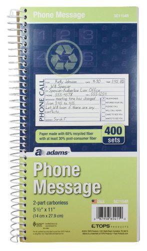Adams Recycled Phone Message Book, 400 Sets