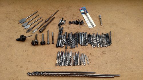 DRILL BITS ARBOR SPADE MISC LOT 121 PIECES MACHINIST WOOD WORKING ASSORTED