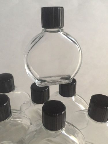 Glass Bottles Watch Shape 1/2 oz with Black Cap Quantity 20