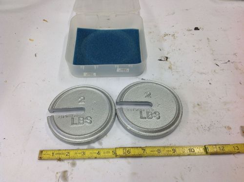 2-Piece Troemner 2-Lb SLOTTED Scale Calibration Weight Standard Cast Iron