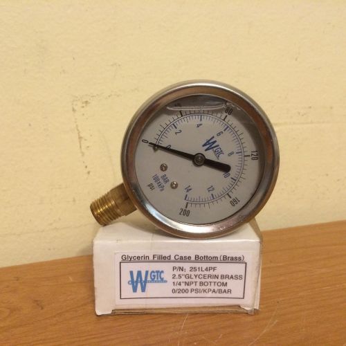 Nib wgtc weksler 251l4pf 2 1/2&#034; 200 psi glycerin filled pressure gauge for sale