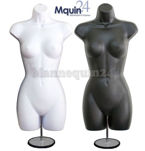 Mannequin dress body form (2 pcs black &amp; white) w/stand woman&#039;s clothing display for sale