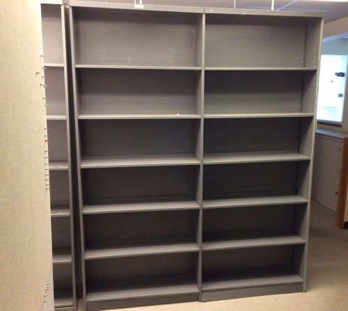 Metal Library Shelving Bookshelves Bookcases LOT OF (4) SECTIONS 12FT TOTAL