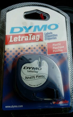 Dymo LetraTag refill NEW white plastic 1/2 in X 13 ft 12mm x 4mm