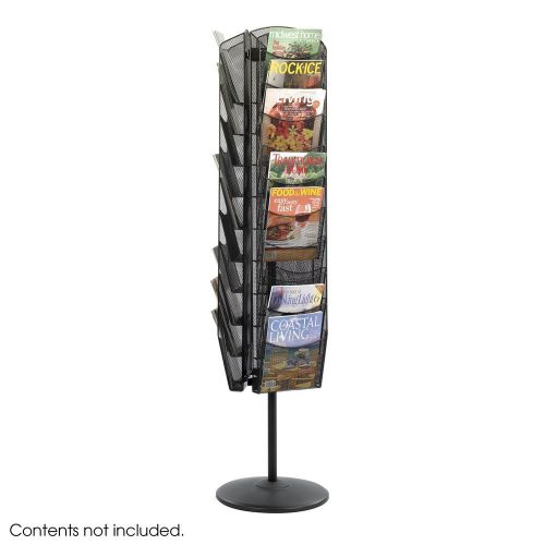 Safco Products 5577BL Onyx Mesh Rotating Magazine Floor Stand, 30 Pocket, Black